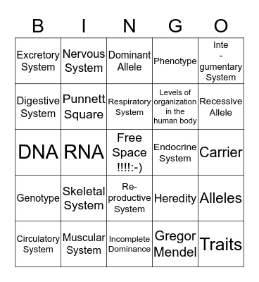 Science Bingo Card