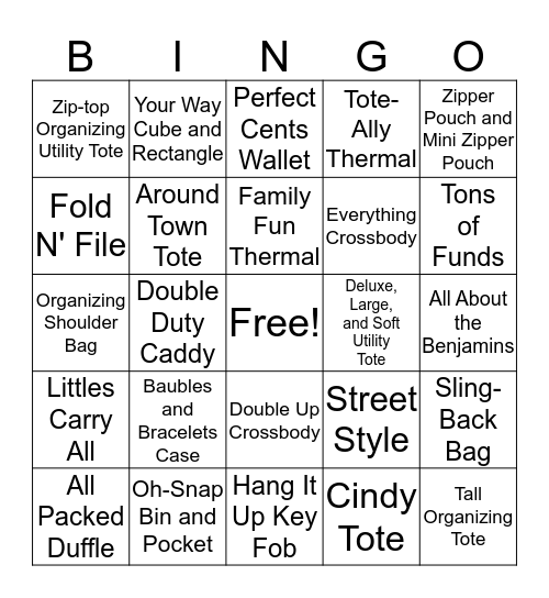 Angela's Thirty-One Bingo! Bingo Card