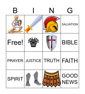 God's  Armor Bingo Card