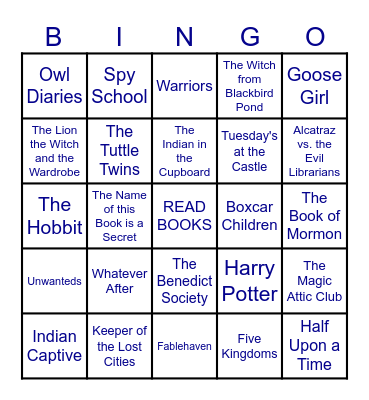 Read this Book Bingo Card