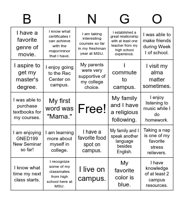 Interview Me Bingo Card