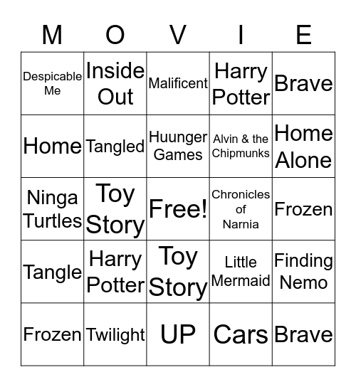 MOVIE Bingo Card