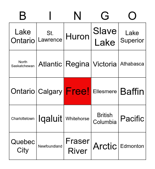 Canada/Alberta Mapping! Bingo Card