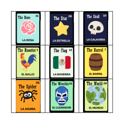 Bilingual Loteria Bingo Card
