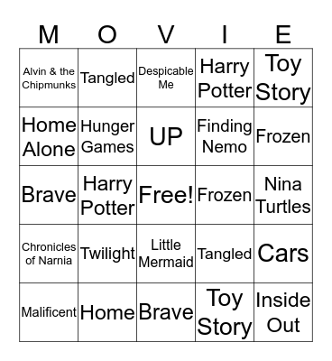 MOVIE Bingo Card