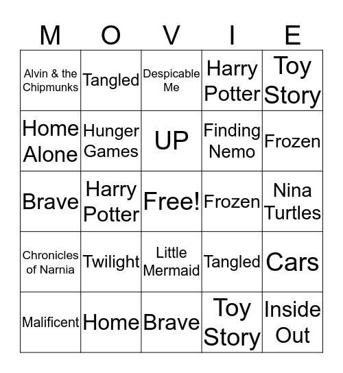 MOVIE Bingo Card