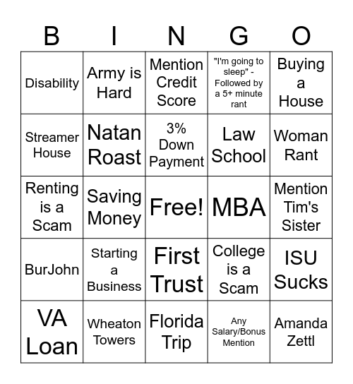 Simpson Discord BINGO Card