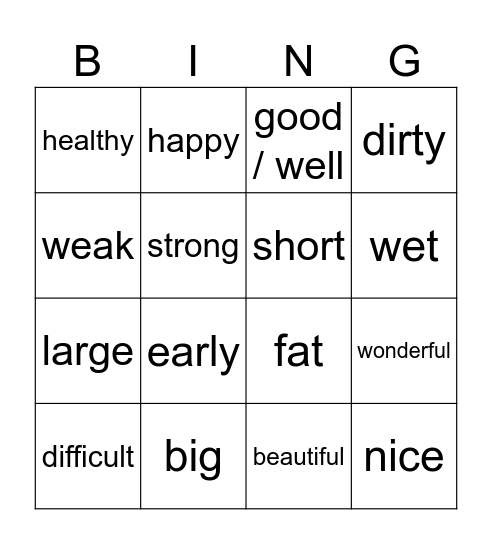 비교급 & 최상급 - good& bad Bingo Card