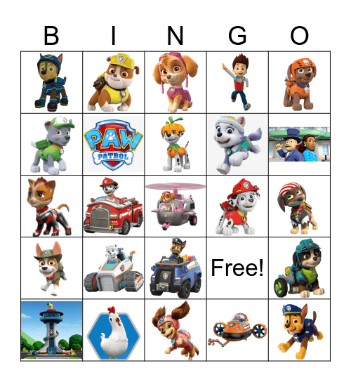 Paw Patrol BINGO Card