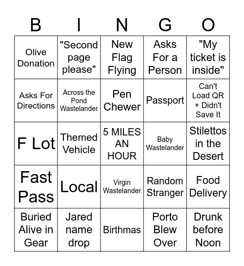 Check-In Bingo Card