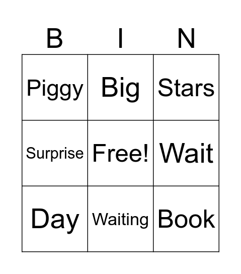 Waiting is Not Easy Bingo Card