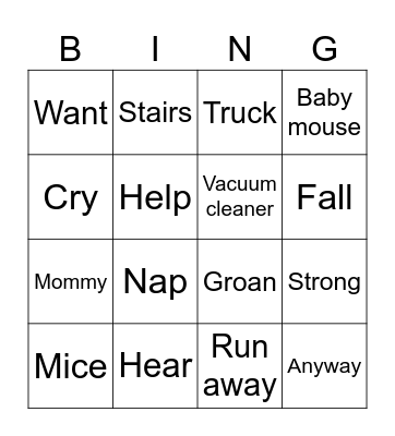 Tiger is a Scaredy Cat Bingo Card