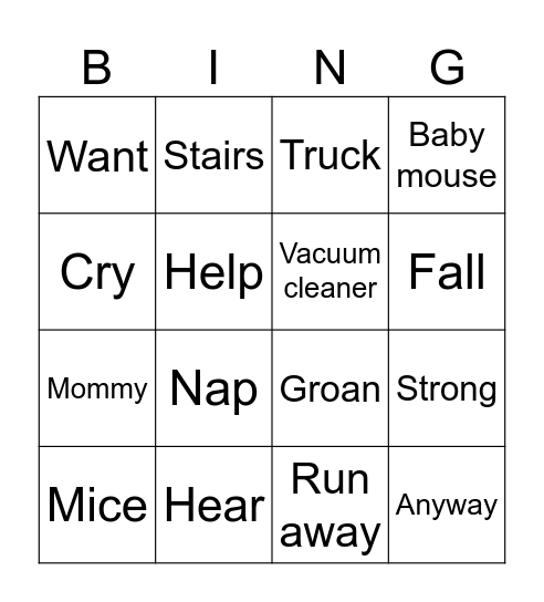 Tiger is a Scaredy Cat Bingo Card