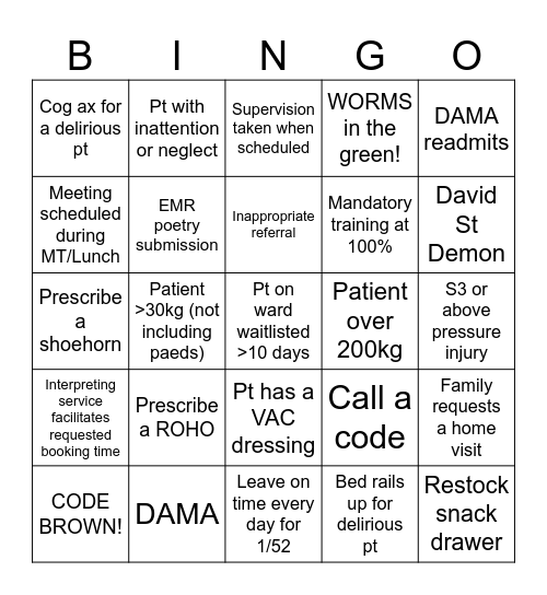 OT BINGO Card