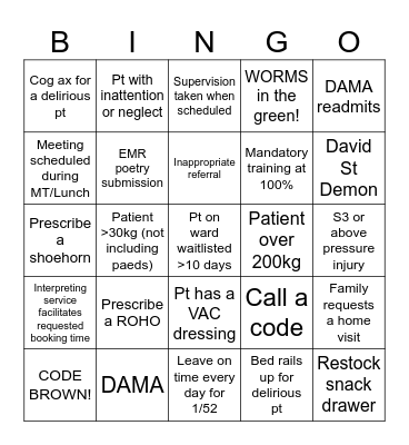 OT BINGO Card