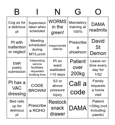 OT BINGO Card