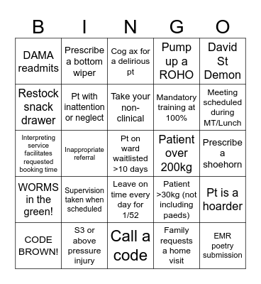 OT BINGO Card