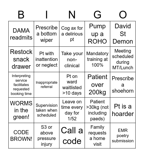 OT BINGO Card