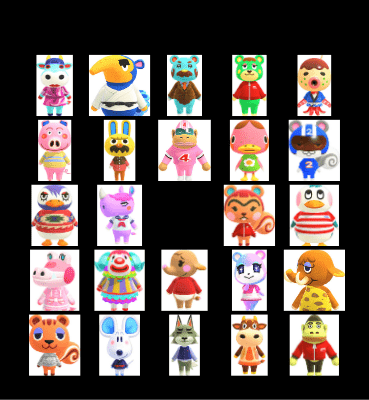 Animal Crossing Villager Hunting Bingo Card