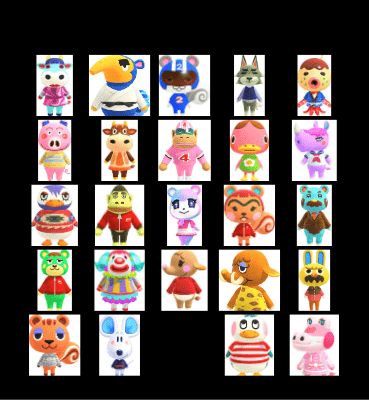 Animal Crossing Villager Hunting Bingo Card