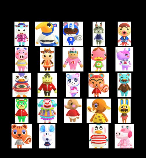 Animal Crossing Villager Hunting Bingo Card