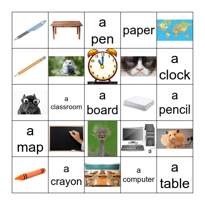 Classroom items Bingo Card