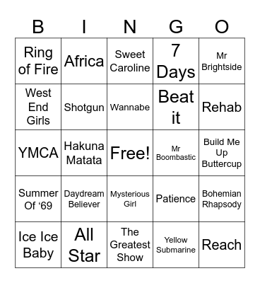 Musical Bingo! Bingo Card