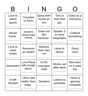 Let's play Bingo Card