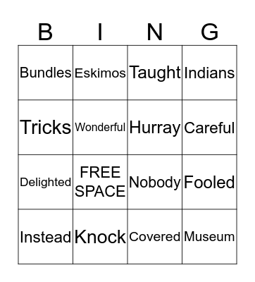 Vocabulary Bingo Card