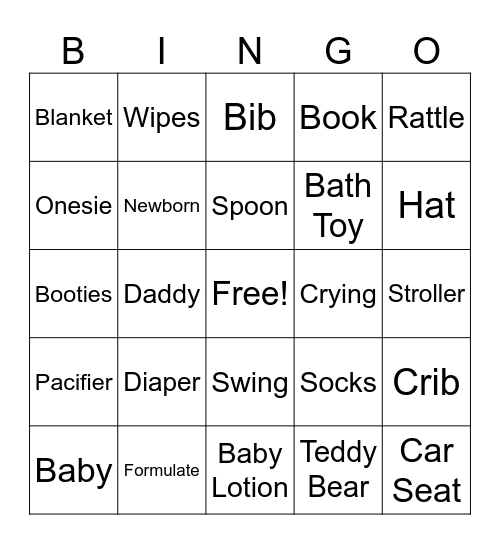 Heavendeep's Baby Shower Bingo Card