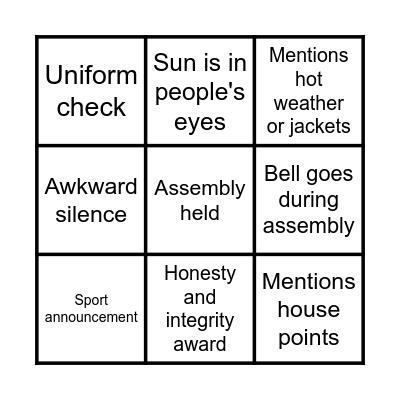 Yr 12 Blackout Bingo 2023 Bingo Card