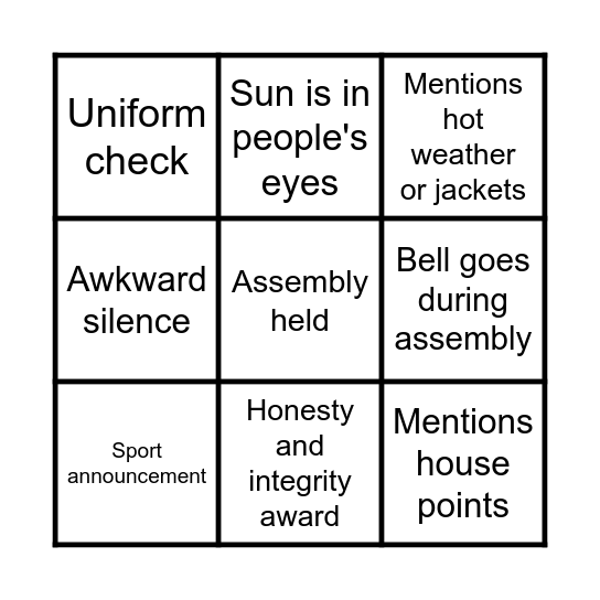 Yr 12 Blackout Bingo 2023 Bingo Card