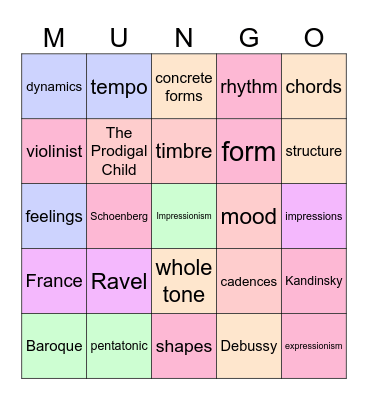 MUSIC + BINGO Card