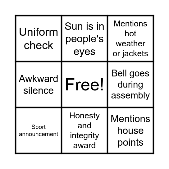 Yr 12 Blackout Bingo 2023 Bingo Card