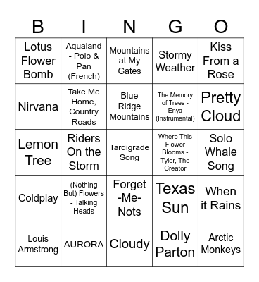 Oh Sweet Mother Nature Bingo Card