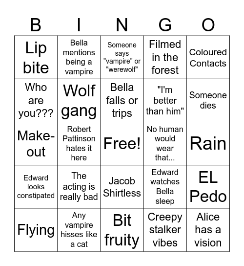 Twilight 2.0 Bingo Card