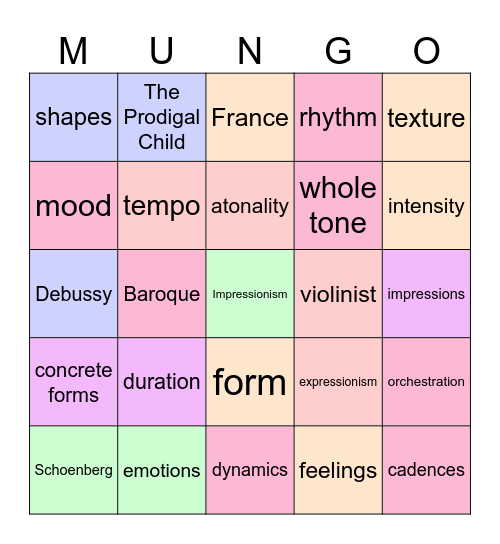 MUSIC + BINGO Card