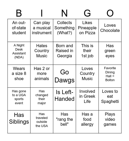 Get to know your Co-Workers Bingo Card