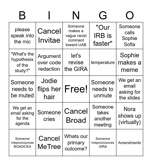 eMERGE Bingo Card