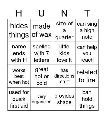 Find Something Bingo Card