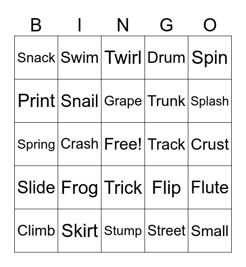 Blends Bingo Card