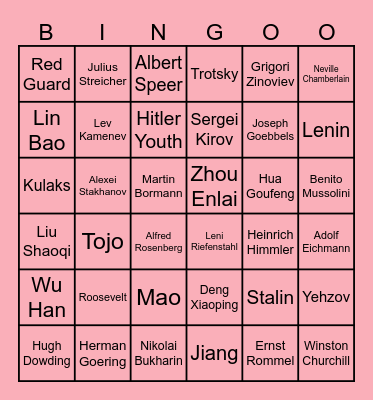 People to Remember! Bingo Card