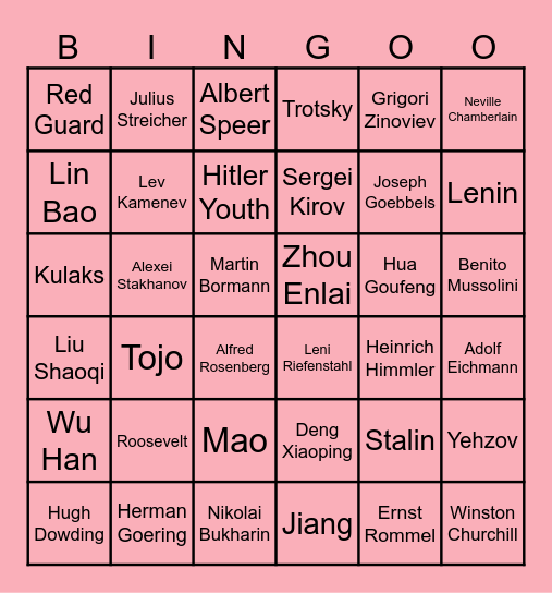 People to Remember! Bingo Card