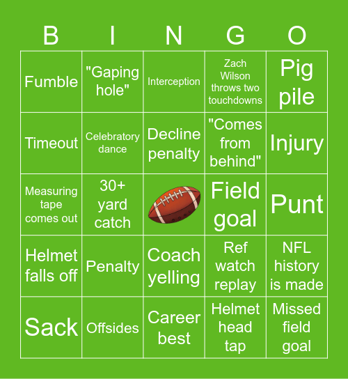 It's Game Day Bingo Card