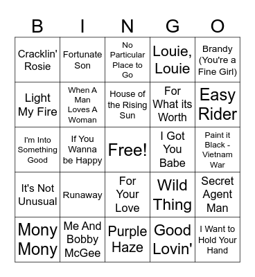 Baby Boomer 2 Bingo Card