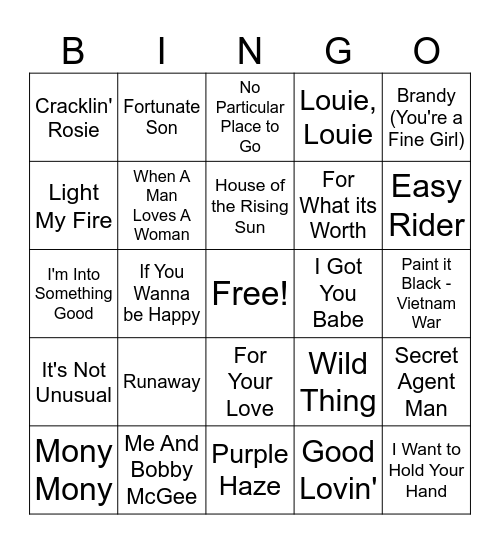 Baby Boomer 2 Bingo Card