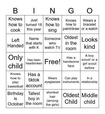 HUMAN BUNGO Bingo Card