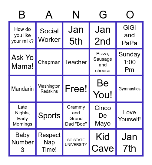 Bango! (Chapman Style) Bingo Card