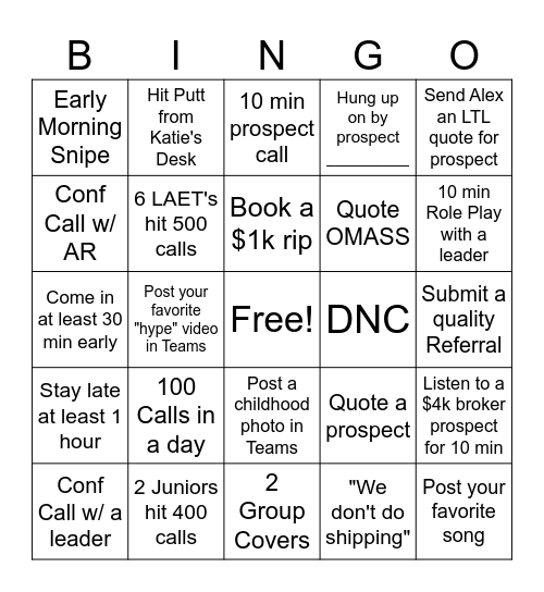 C6 BINGO Card