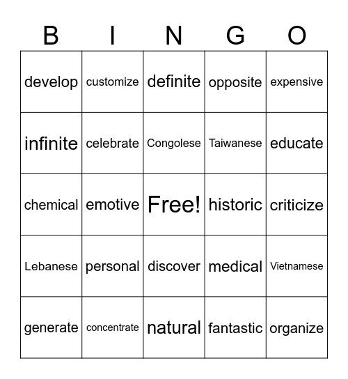 Untitled Bingo Card